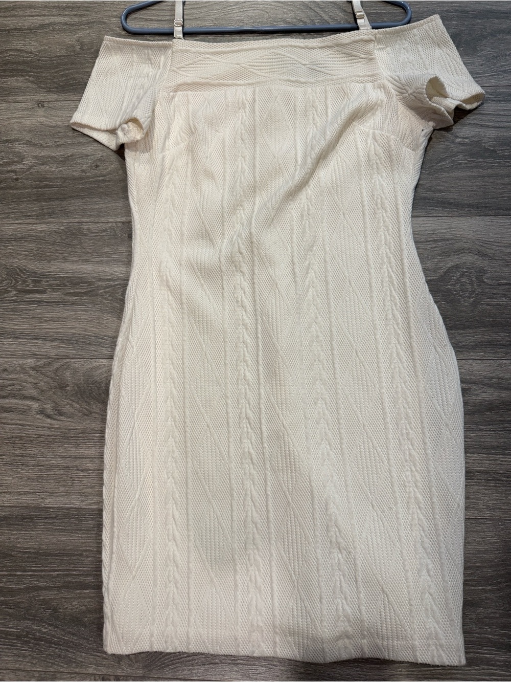 Guess One-Shoulder Cream Cable Knit Dress